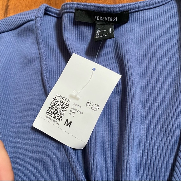 NEW Forever 21 Womens Sweater Medium Cropped Long Sleeve Blue Lightweight Knit - Picture 4 of 6